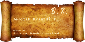 Benczik Kristóf névjegykártya