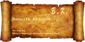 Benczik Kristóf névjegykártya